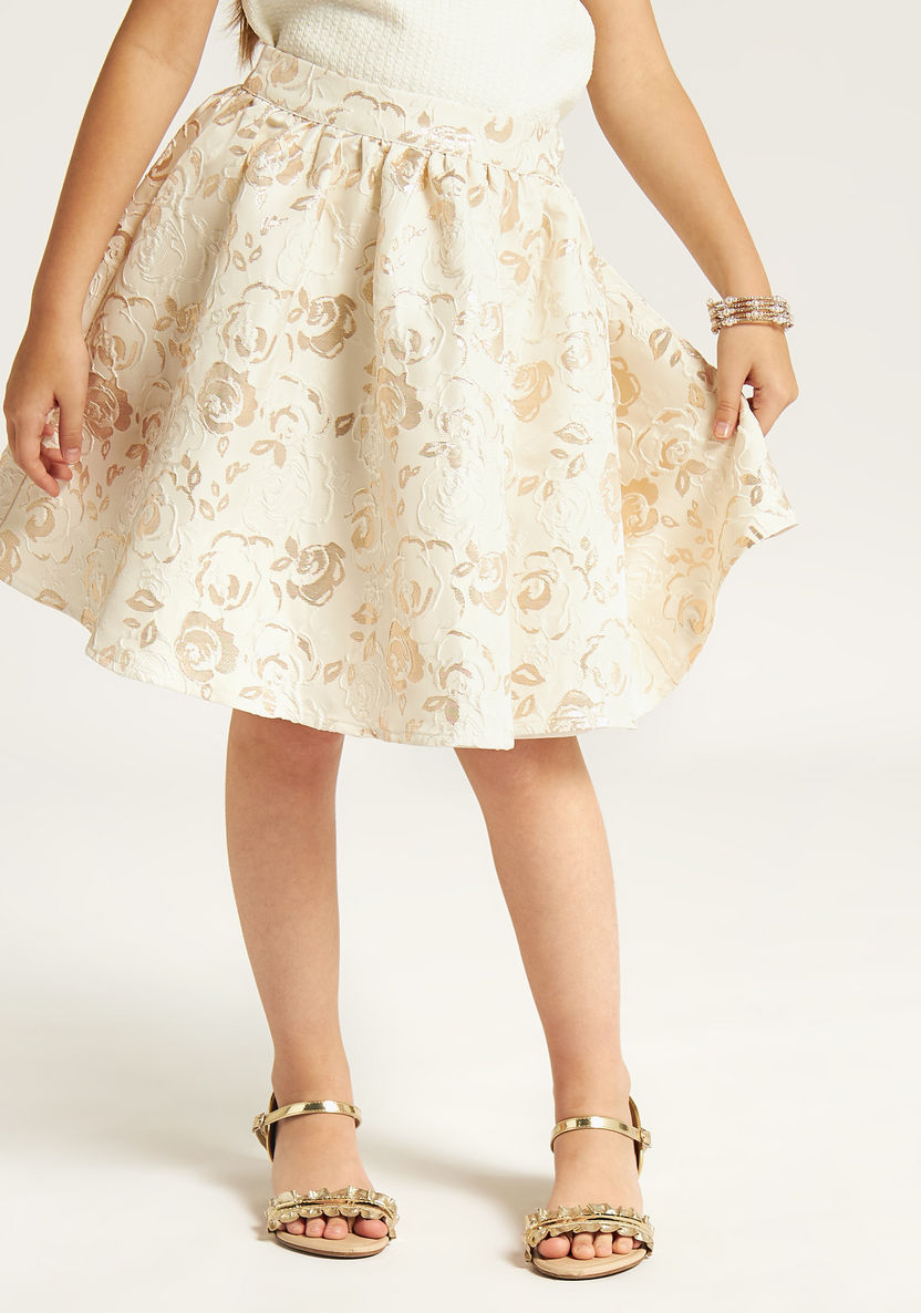 Juniors Embroidered Skirt with Zip Closure-Skirts-image-0
