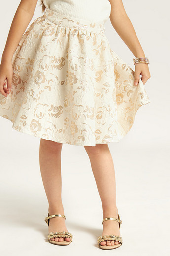 Juniors Embroidered Skirt with Zip Closure
