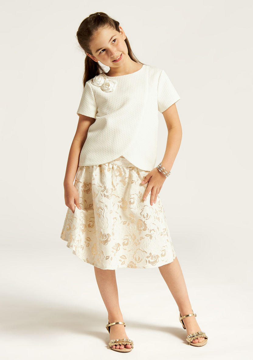 Juniors Embroidered Skirt with Zip Closure-Skirts-image-1