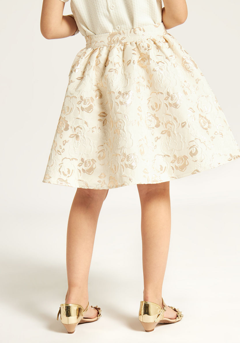 Juniors Embroidered Skirt with Zip Closure-Skirts-image-3