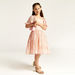 Juniors Lace Textured A-line Dress with Short Sleeves and Zip Closure-Dresses%2C Gowns and Frocks-thumbnail-0
