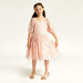 Juniors Lace Textured A-line Dress with Short Sleeves and Zip Closure-Dresses%2C Gowns and Frocks-thumbnail-1