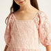 Juniors Lace Textured A-line Dress with Short Sleeves and Zip Closure-Dresses%2C Gowns and Frocks-thumbnail-2