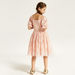 Juniors Lace Textured A-line Dress with Short Sleeves and Zip Closure-Dresses%2C Gowns and Frocks-thumbnail-3
