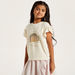 Printed T-shirt with Round Neck and Ruffle Detail-T Shirts-thumbnail-1