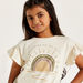 Printed T-shirt with Round Neck and Ruffle Detail-T Shirts-thumbnail-2