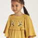 Eligo Embroidered Top with Flutter Sleeves and Button Closure-Blouses-thumbnailMobile-2