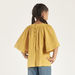 Eligo Embroidered Top with Flutter Sleeves and Button Closure-Blouses-thumbnail-3