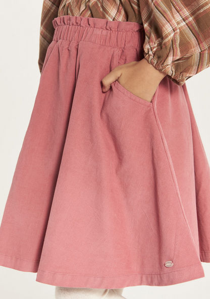 Eligo Solid Skirt with Elasticated Waistband and Pockets