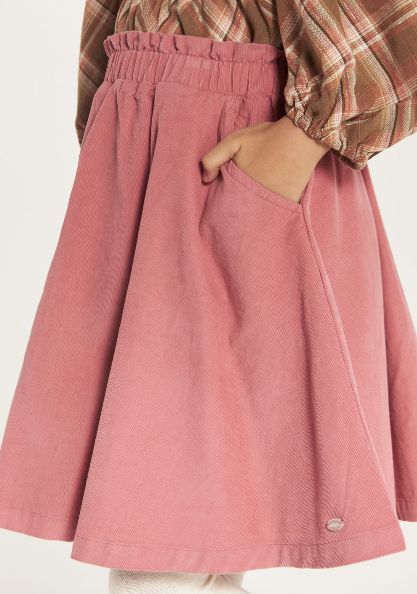 Eligo Solid Skirt with Elasticated Waistband and Pockets-Skirts-image-2
