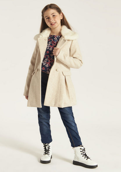 Eligo Solid Coat with Plush Collar and Button Closure-Coats and Jackets-image-0