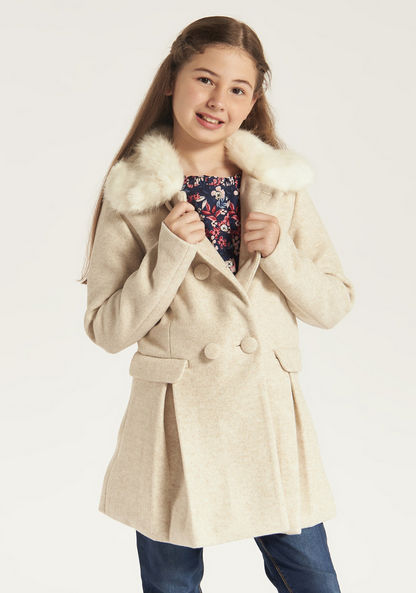 Eligo Solid Coat with Plush Collar and Button Closure-Coats and Jackets-image-1