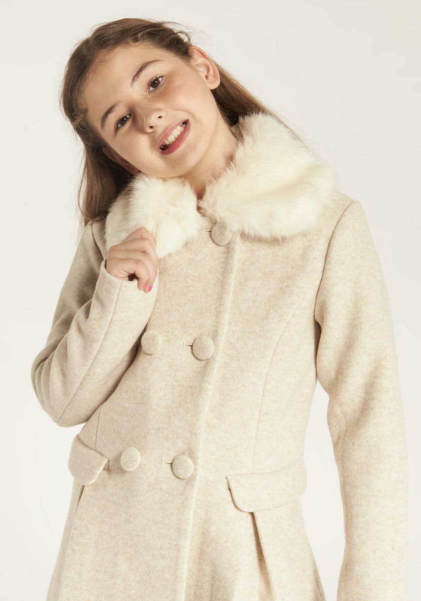 Eligo Solid Coat with Plush Collar and Button Closure-Coats and Jackets-image-2