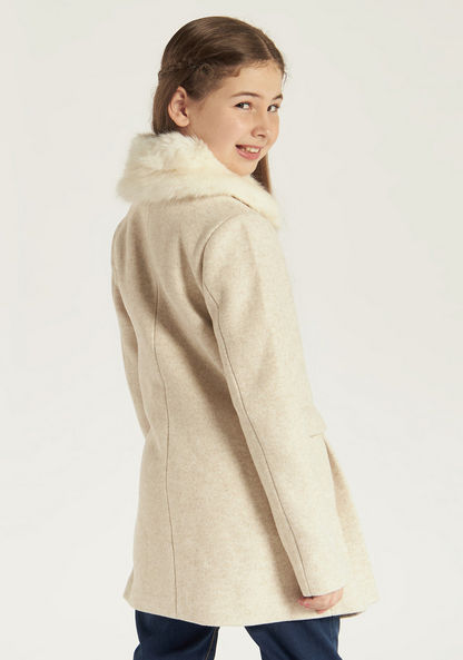 Eligo Solid Coat with Plush Collar and Button Closure-Coats and Jackets-image-3