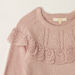 Eligo Textured Long Sleeves Sweater with Ribbed Crew Neck and Scalloped Trim-Sweaters and Cardigans-thumbnailMobile-1
