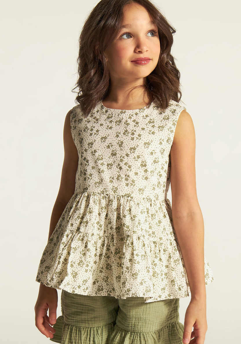 All Over Floral Print Sleeveless Top and Shorts Set-Clothes Sets-image-1