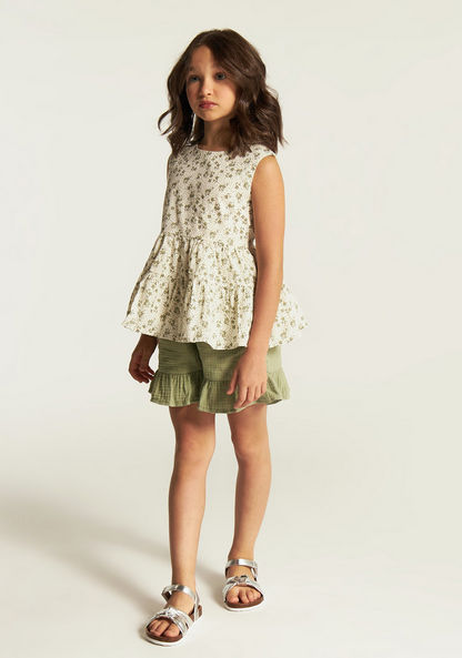 All Over Floral Print Sleeveless Top and Shorts Set-Clothes Sets-image-4