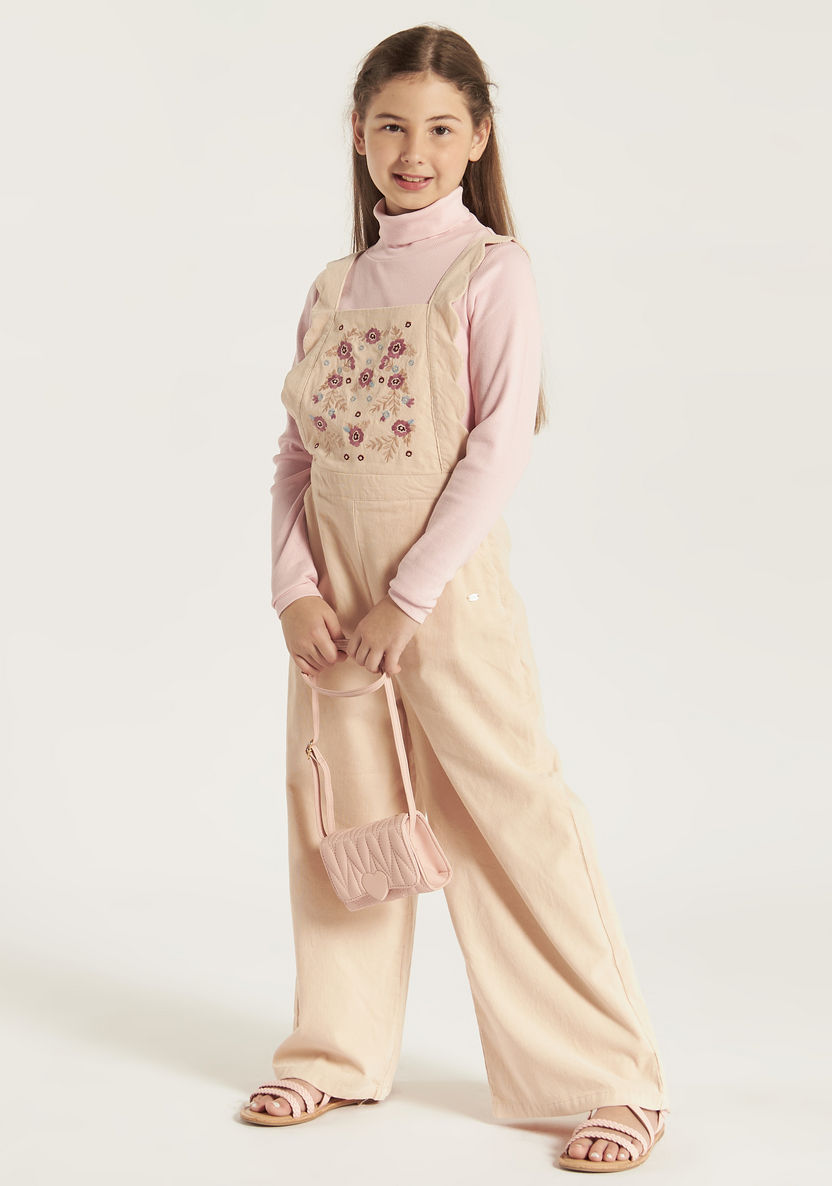 Eligo Floral Embroidered Jumpsuit with Pockets-Rompers%2C Dungarees and Jumpsuits-image-0