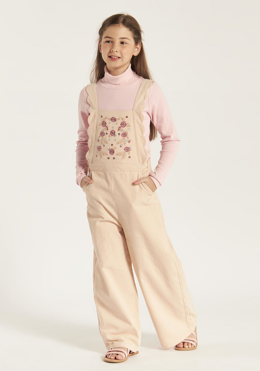 Eligo Floral Embroidered Jumpsuit with Pockets-Rompers%2C Dungarees and Jumpsuits-image-1