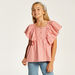 Lee Cooper Embroidered Top with Ruffles and Button Closure-Blouses-thumbnail-1