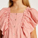Lee Cooper Embroidered Top with Ruffles and Button Closure-Blouses-thumbnail-2