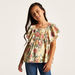 Lee Cooper All Over Floral Print Sleeveless Top with Ruffle Detail and Button Closure-Blouses-thumbnail-1