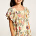Lee Cooper All Over Floral Print Sleeveless Top with Ruffle Detail and Button Closure-Blouses-thumbnail-2