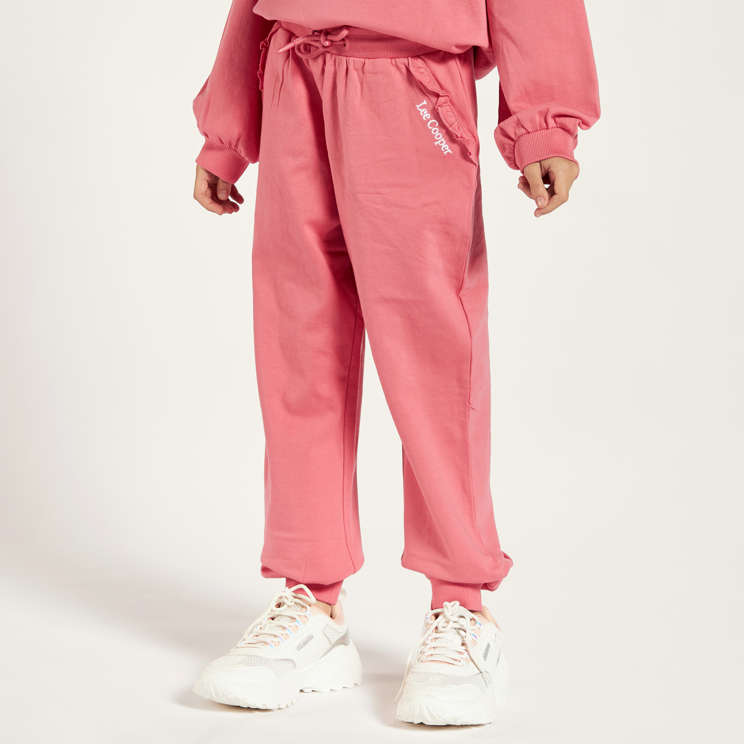 Lee Cooper Printed Jog Pants with Pocket and Ruffle Detail-girls-clothing-bottoms-trousers-image-2