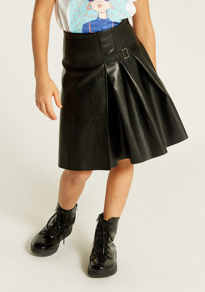 Lee Cooper Solid Skirt with Buckle Detail