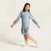 Lee Cooper Floral Print Sweat Dress with Long Sleeves-Dresses%2C Gowns and Frocks-thumbnail-1