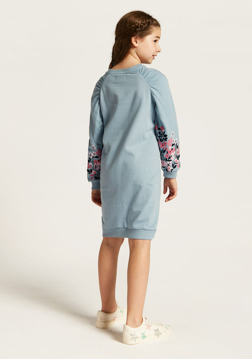 Lee Cooper Floral Print Sweat Dress with Long Sleeves-Dresses, Gowns & Frocks-image-3