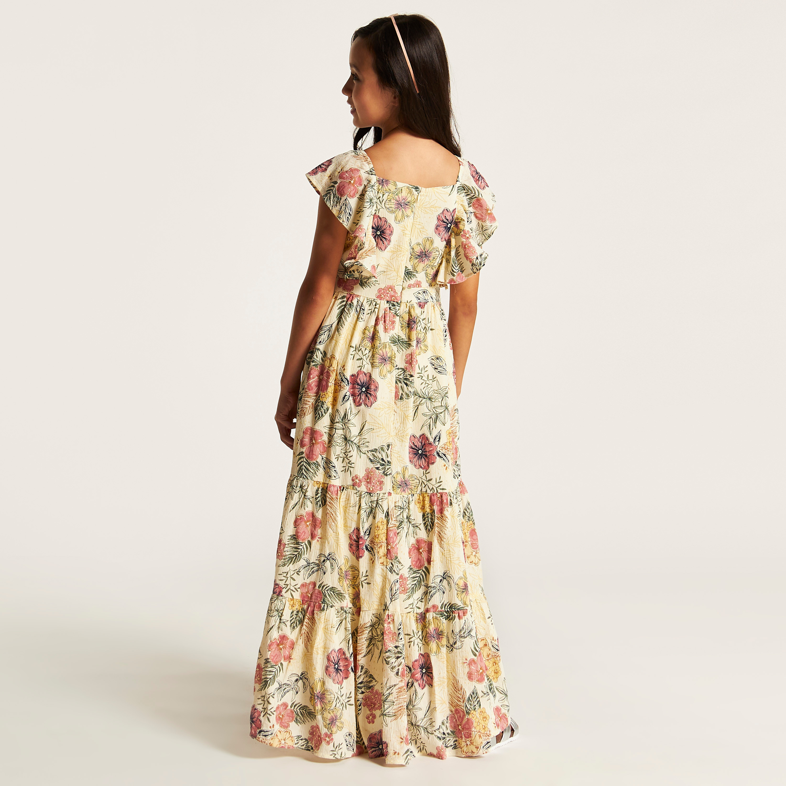 Lee Cooper All Over Floral Print Sleeveless Maxi Dress with Ruffle Detail-girls-clothing-dressesandjumpsuits-image-4