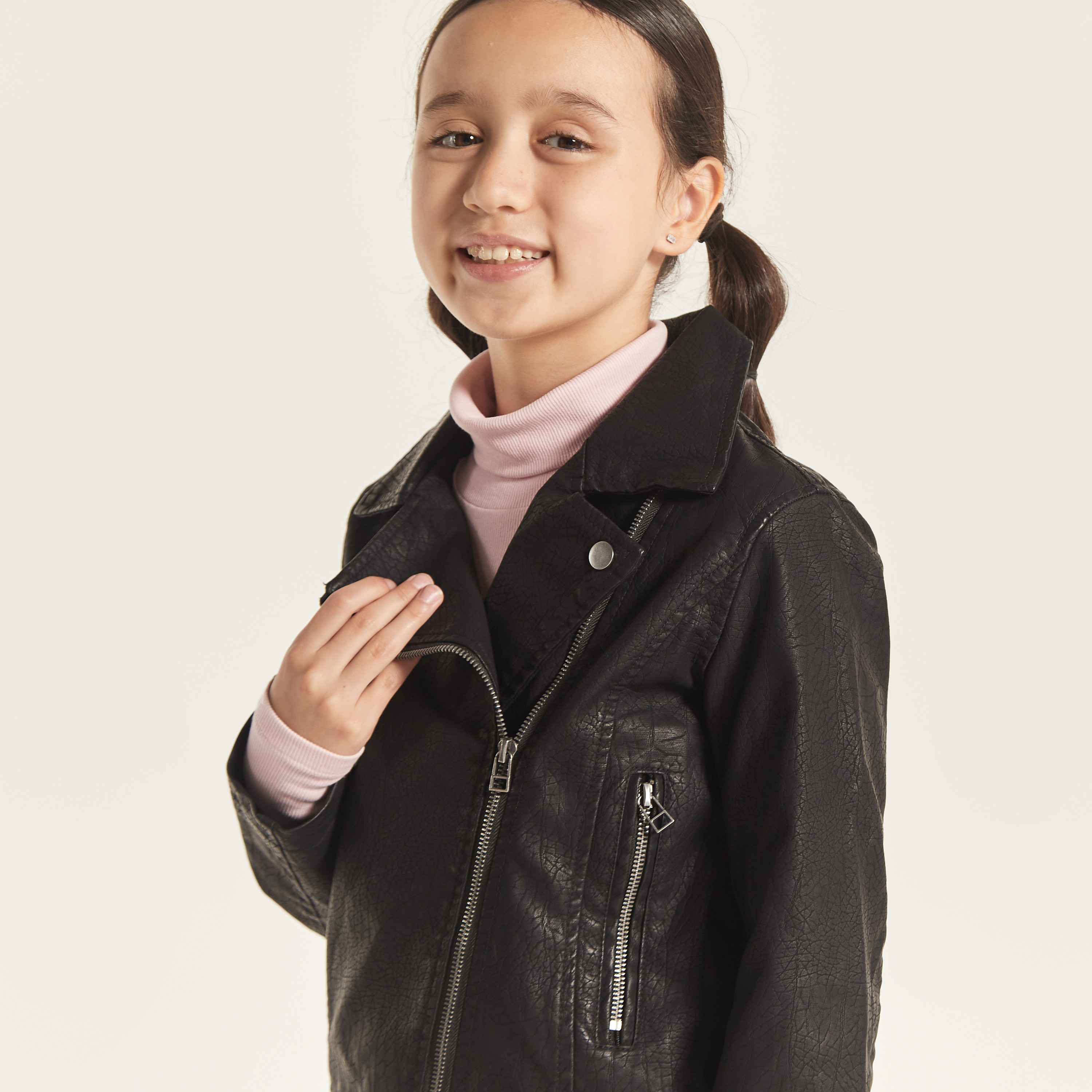 Buy Lee Cooper Solid Biker Jacket with Pockets and Zip Closure Online Babyshop UAE