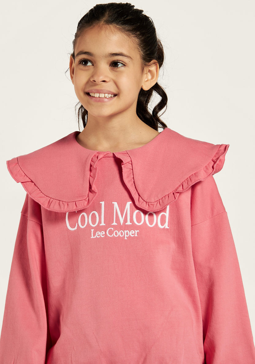 Lee Cooper Printed Sweatshirt with Long Sleeves and Peter Pan Collar-Sweaters and Cardigans-image-2
