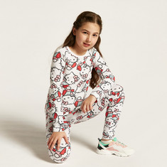 Sanrio Hello Kitty Print Round Neck T-shirt with Long Sleeves - Set of 2
