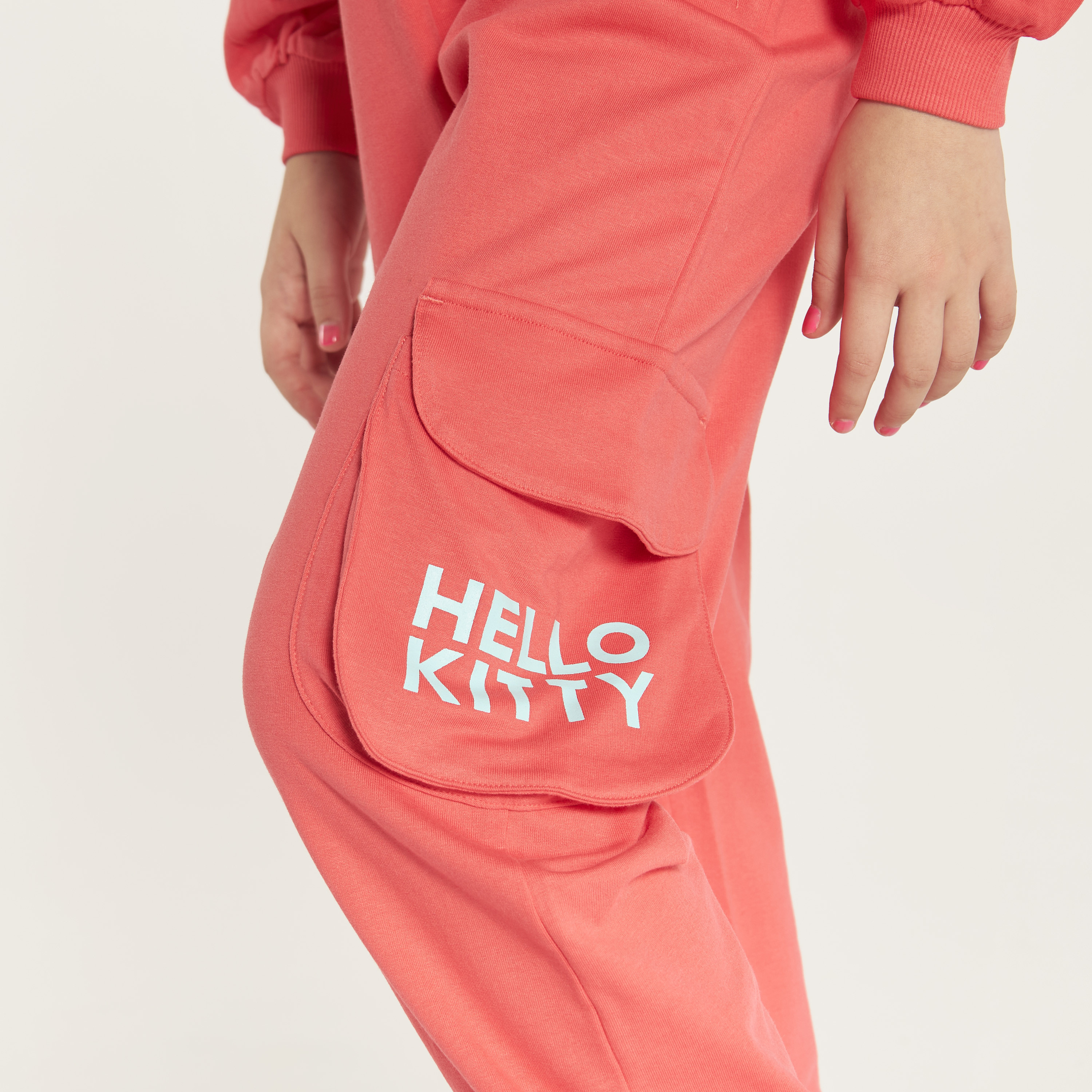 Sanrio Hello Kitty Print Joggers with Drawstring Closure and Pockets-girls-clothing-bottoms-joggersandtrackpants-image-3