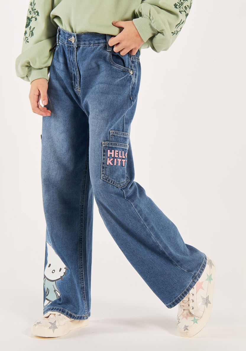 Sanrio Girls' Hello Kitty Print Flared Jeans-Jeans & Jeggings-image-1