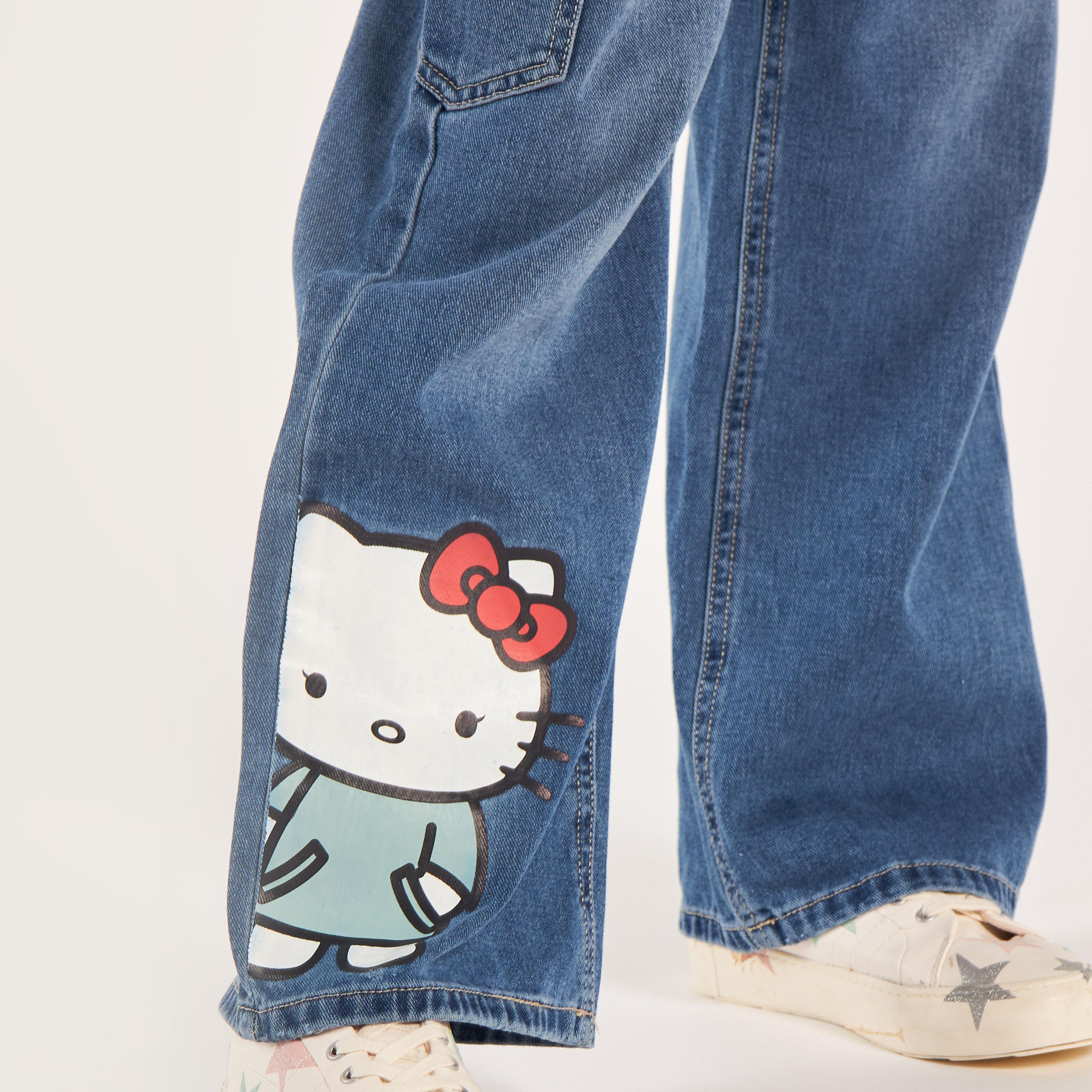 Sanrio Girls' Hello Kitty Print Flared Jeans-girls-clothing-bottoms-jeansandjeggings-image-3