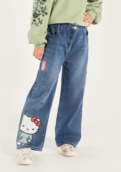 Sanrio Girls' Hello Kitty Print Flared Jeans