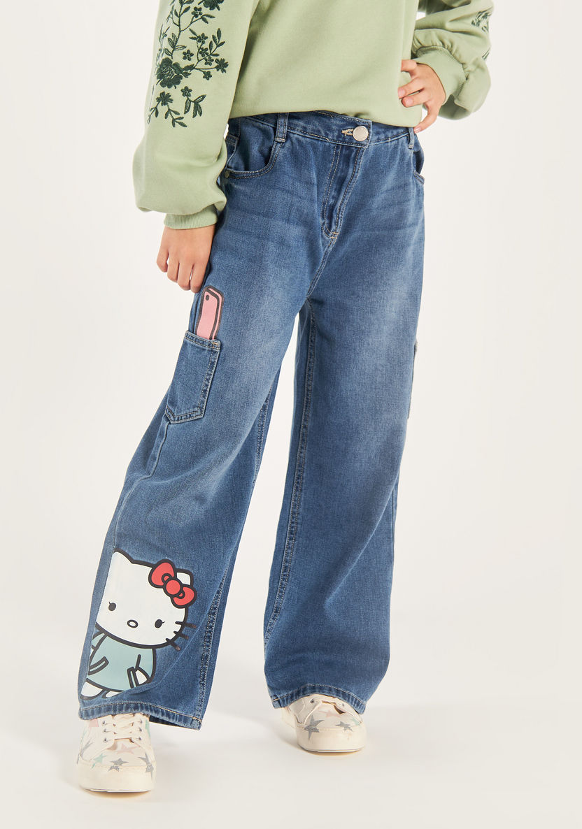 Sanrio Girls' Hello Kitty Print Flared Jeans-Jeans & Jeggings-image-3