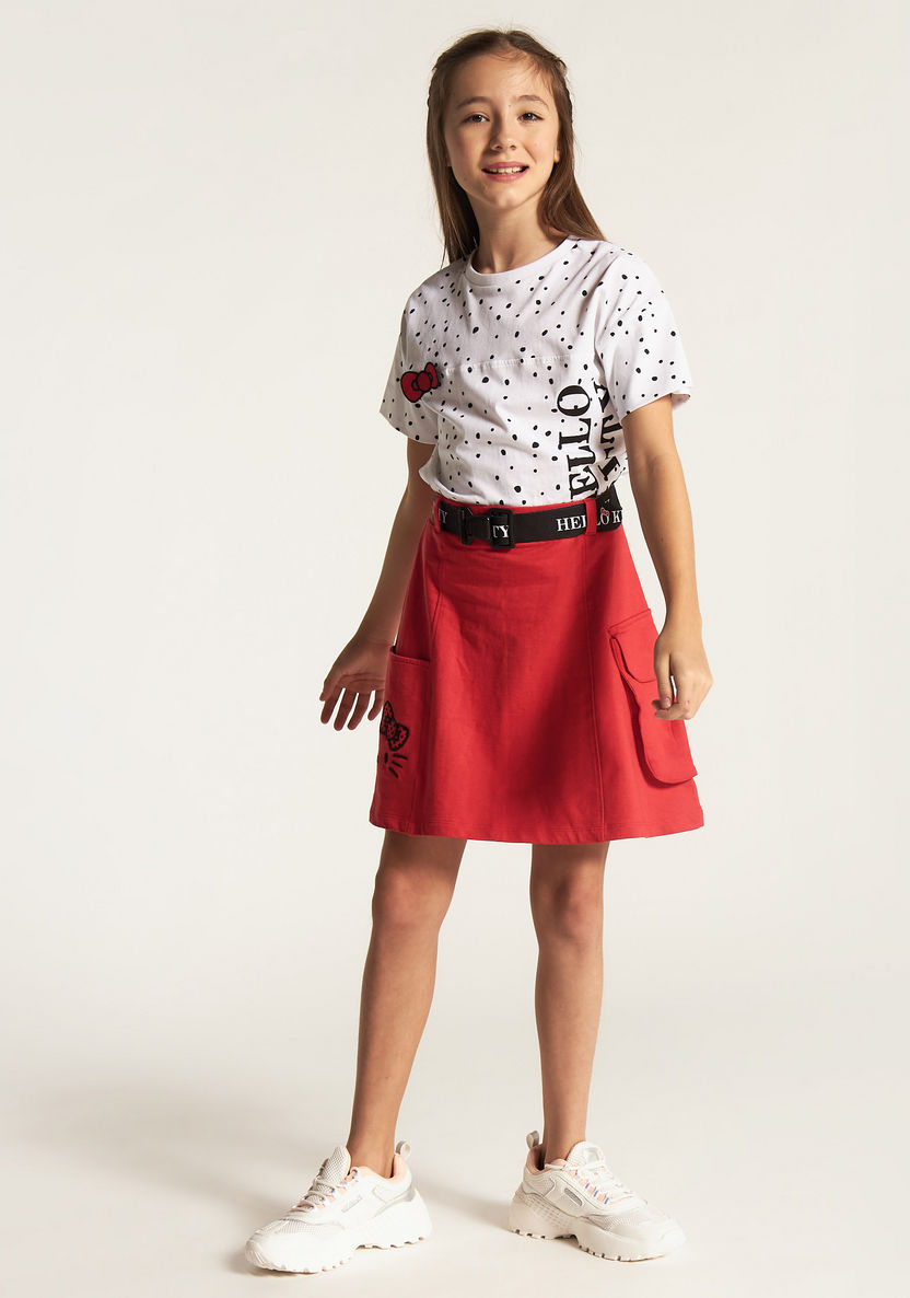 Sanrio Hello Kitty Embroidered Skirt with Belt-Skirts-image-0