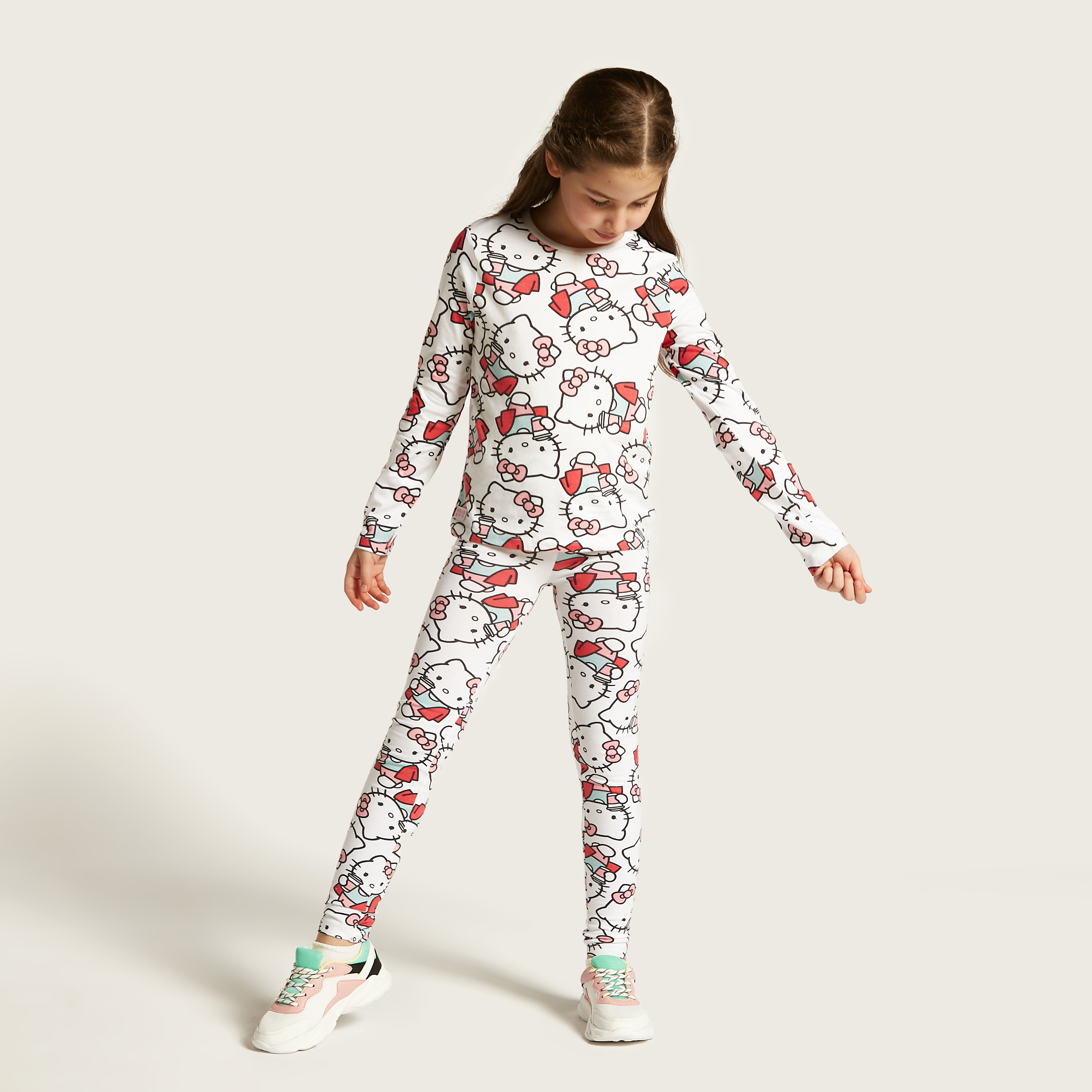 Sanrio Hello Kitty Print Leggings with Elasticated Waistband - Set of 2-girls-clothing-bottoms-leggings-image-2