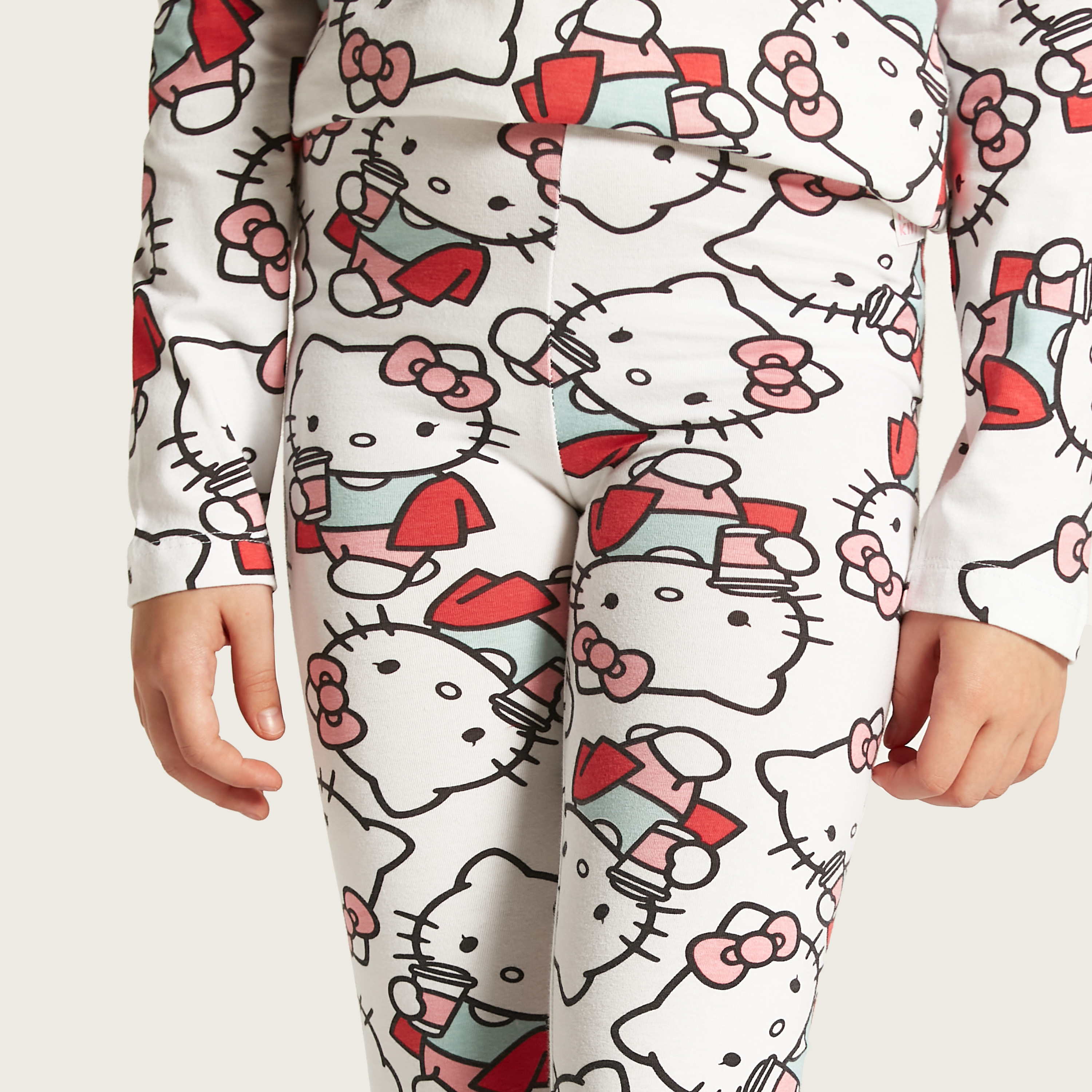 Sanrio Hello Kitty Print Leggings with Elasticated Waistband - Set of 2-girls-clothing-bottoms-leggings-image-4