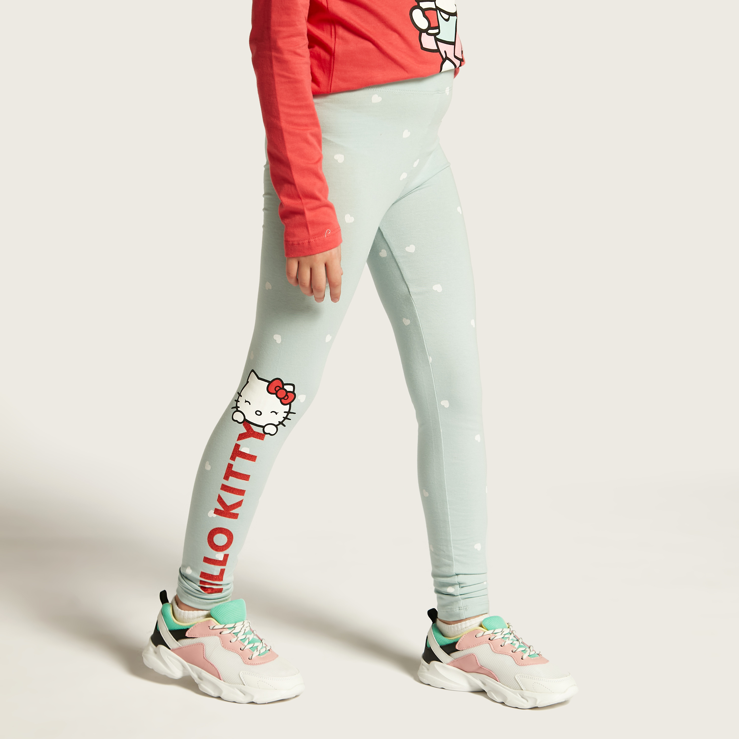 Sanrio Hello Kitty Print Leggings with Elasticated Waistband - Set of 2-girls-clothing-bottoms-leggings-image-6