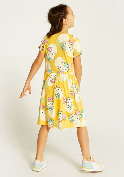 Sanrio Hello Kitty Print A-line Dress with Short Sleeves