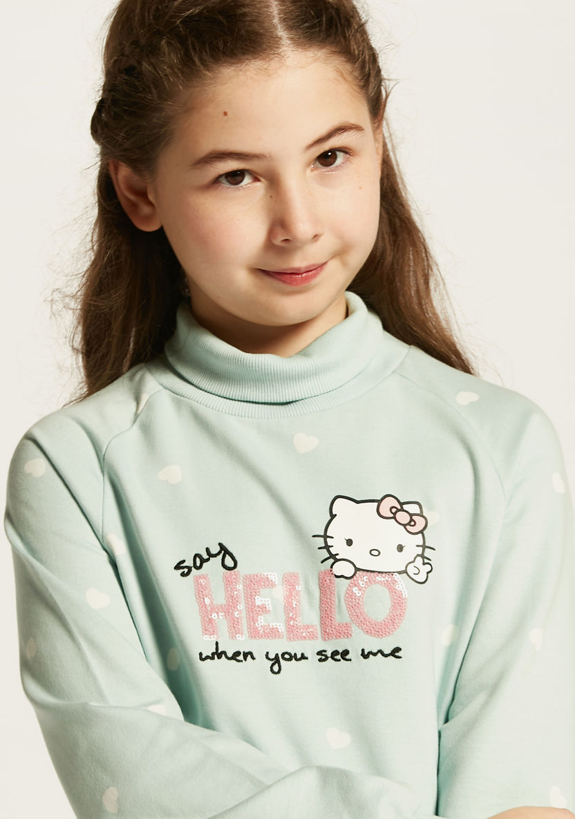 Sanrio Hello Kitty Print Dress with Long Sleeves-Dresses, Gowns & Frocks-image-2