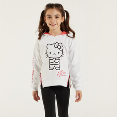 Sanrio Hello Kitty Print Sweatshirt with Hood and Long Sleeves
