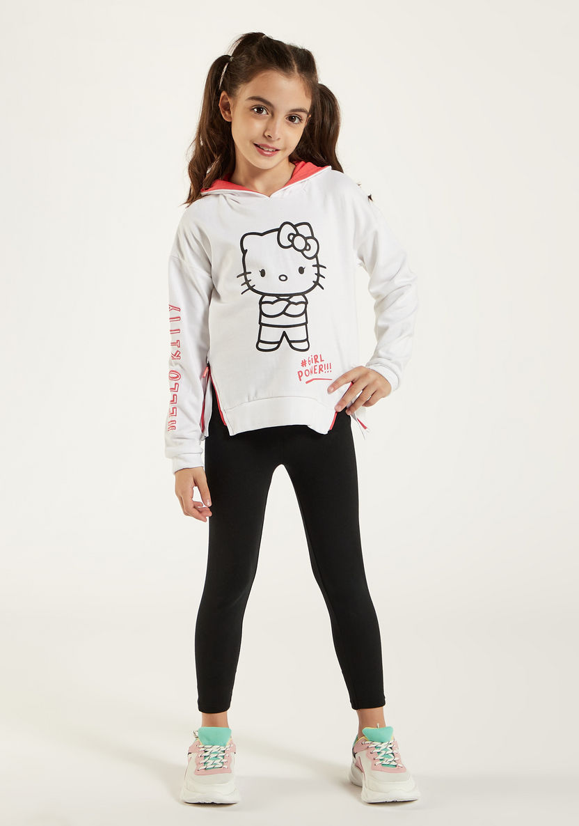 Sanrio Hello Kitty Print Sweatshirt with Hood and Long Sleeves-Sweatshirts-image-1