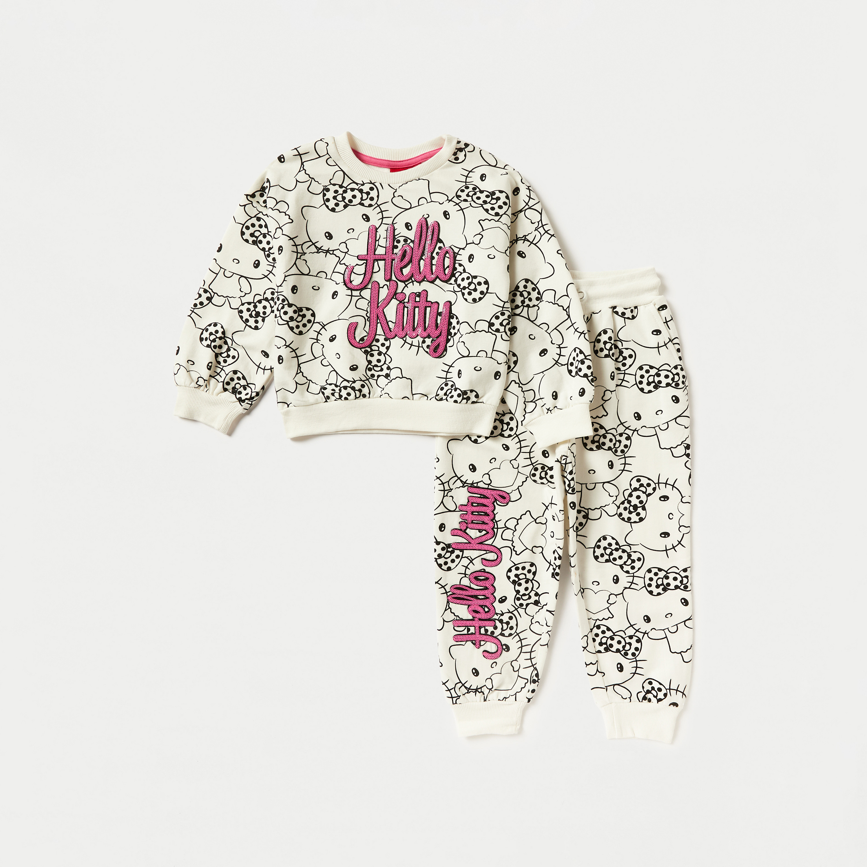 Sanrio Hello Kitty Print Sweatshirt and Jog Pants Set-girls-clothing-setsandcoords-image-1