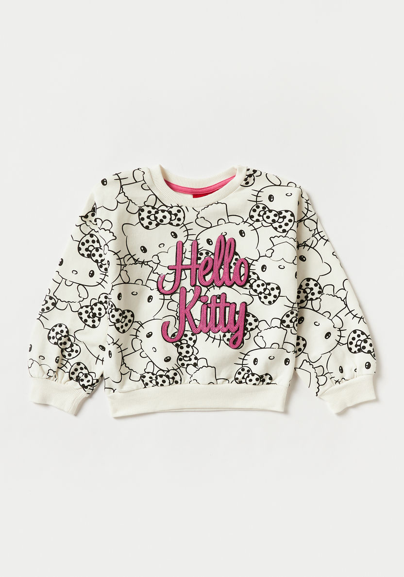 Sanrio Hello Kitty Print Sweatshirt and Jog Pants Set-Clothes Sets-image-1